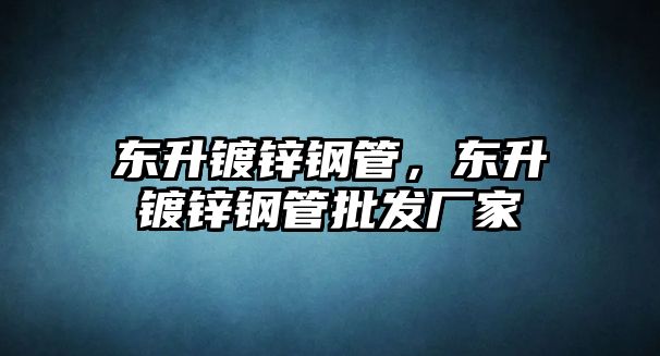 東升鍍鋅鋼管，東升鍍鋅鋼管批發(fā)廠家